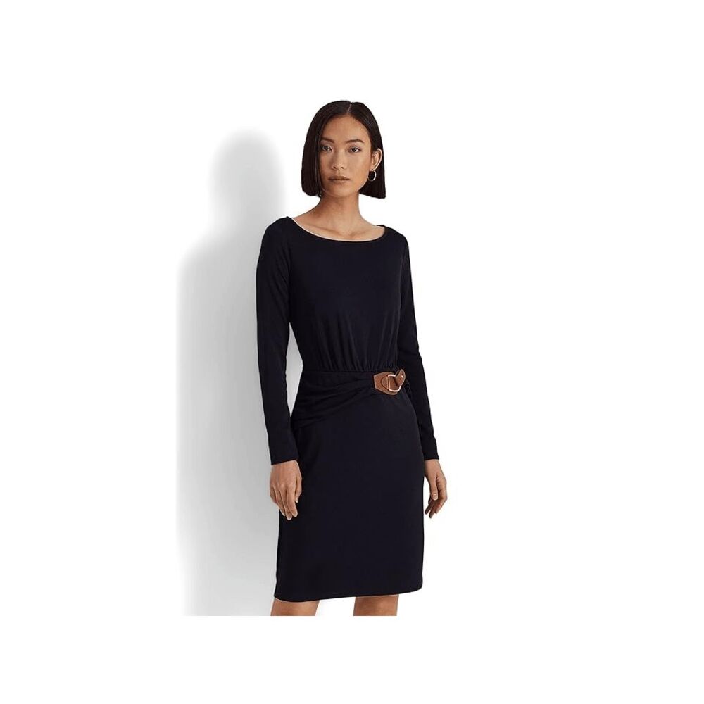 LAUREN Ralph LaurenWomen's  Buckle-Trim Stretch Jersey Dress - Navy 12